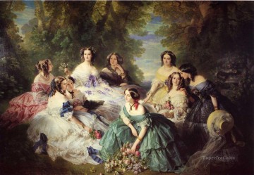 フランツ・クサヴァー・ウィンターハルター Painting - 侍女たちに囲まれるウジェニー皇后 フランツ・クサーヴァー・ウィンターハルター